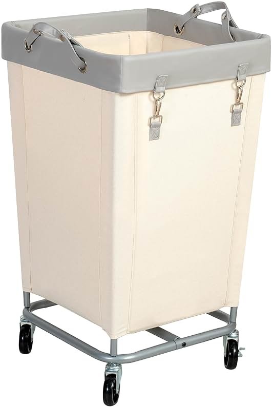 STO STO Laundry Hamper with Wheels, 160L Rolling Laundry Sorter Cart with Heavy Duty Steel Frame, Large Clothes Hamper with Handles for Bedroom, Bathroom, Laundry Room, Beige and Gray - Product Image