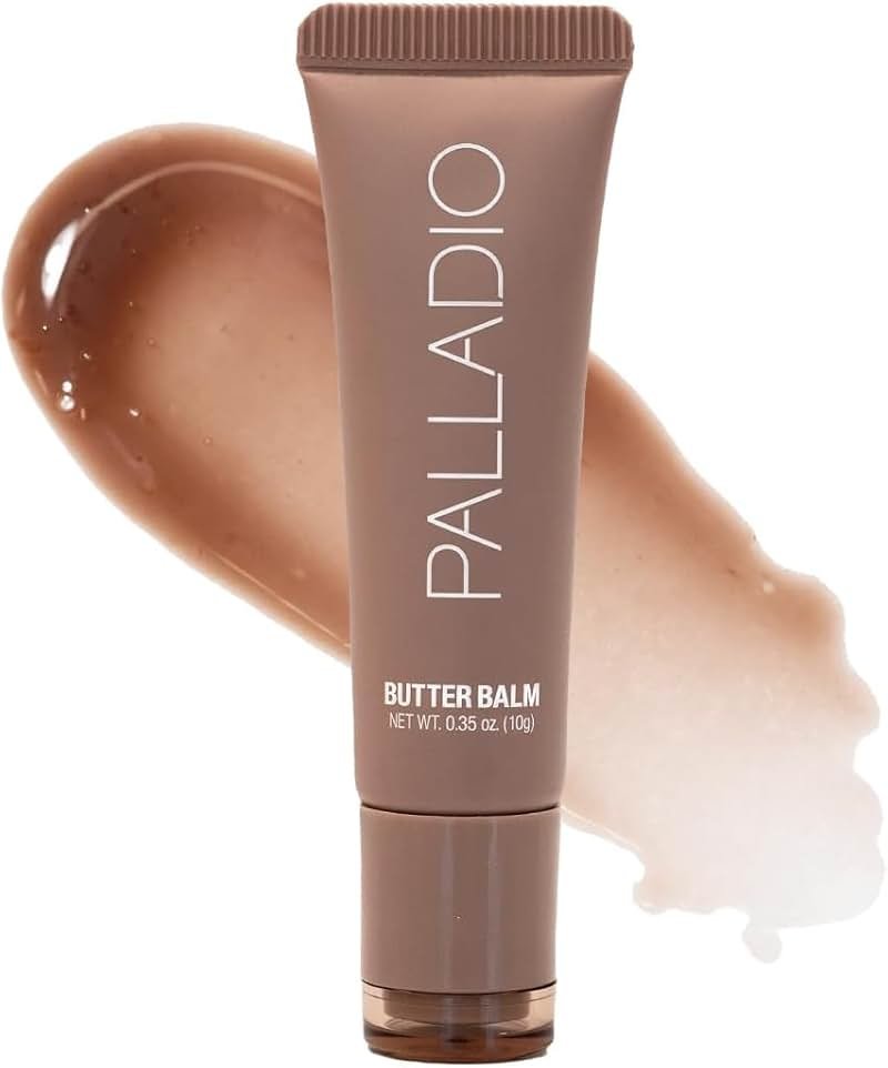 Palladio Butter Balm - Hydrating Lip Balm with Sheer Tint, Aloe, Peptides, Shea Butter, and Vegan Formulation for Instant Moisture, Shine, and Soothing Lip Care, Caramel Glazed - Product Image