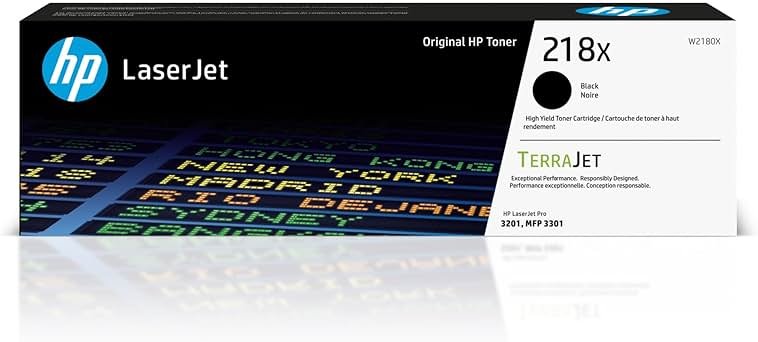 HP 218X Black High-Yield Toner Cartridge | Works with Color LaserJet Pro 3201, MFP 3301 Series | W2180X - Product Image