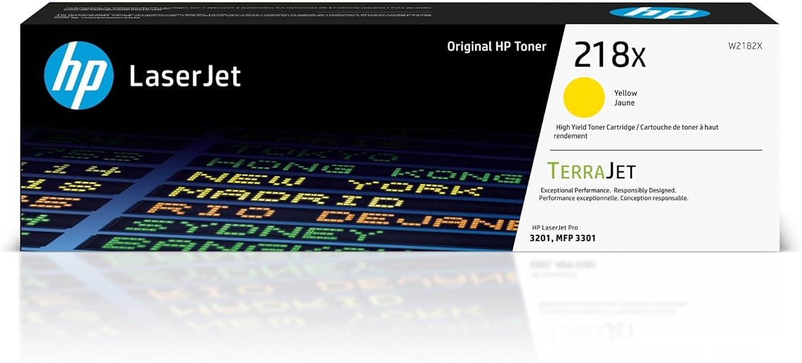 HP 218X Yellow High-Yield Toner Cartridge | Works with Color LaserJet Pro 3201, MFP 3301 Series | W2182X - Product Image