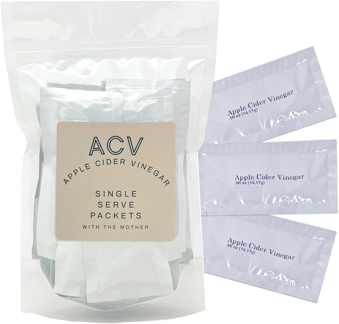 Apple Cider Vinegar Packets – ACV Individual Packets, Single Serve Apple Cider Vinegar Individual Packets 25 Pack Morning Drink Packets of ACV with the Mother (0.5 Ounce or 1 TBSP Per Packet) - Product Image