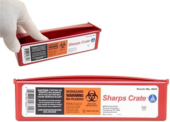 AmeriCan Goods Sharps Crate Container Safe Disposal of Waste and Needles Professional Compact Biohazard Needle and Syringe Disposal Durable Box (1pk) - Product Image