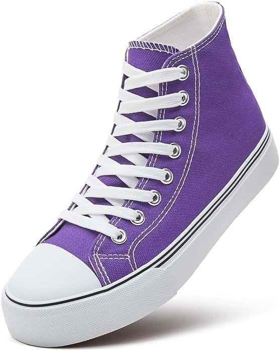 ZGR Womens High Top Canvas Sneakers,Lace-up Canvas Shoes,Casual Tennis Walking Shoes - Product Image