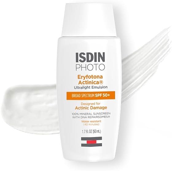 ISDIN Eryfotona Actinica SPF 50+ | Mineral Sunscreen for Face with Zinc Oxide | 100% Mineral UV Filters | No White Cast, Suitable for Sensitive Skin, Dermatologist Recommended - Product Image