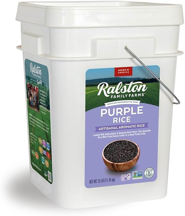 Ralston Family Farms Purple Rice 25 lb Bucket, American Grown, Non-GMO, Naturally Gluten Free - Product Image