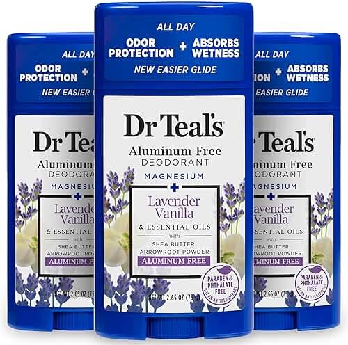 Dr Teal's Aluminum Free Deodorant, Lavender Vanilla with Essential Oils, 2.65 oz (Pack of 3) - Product Image
