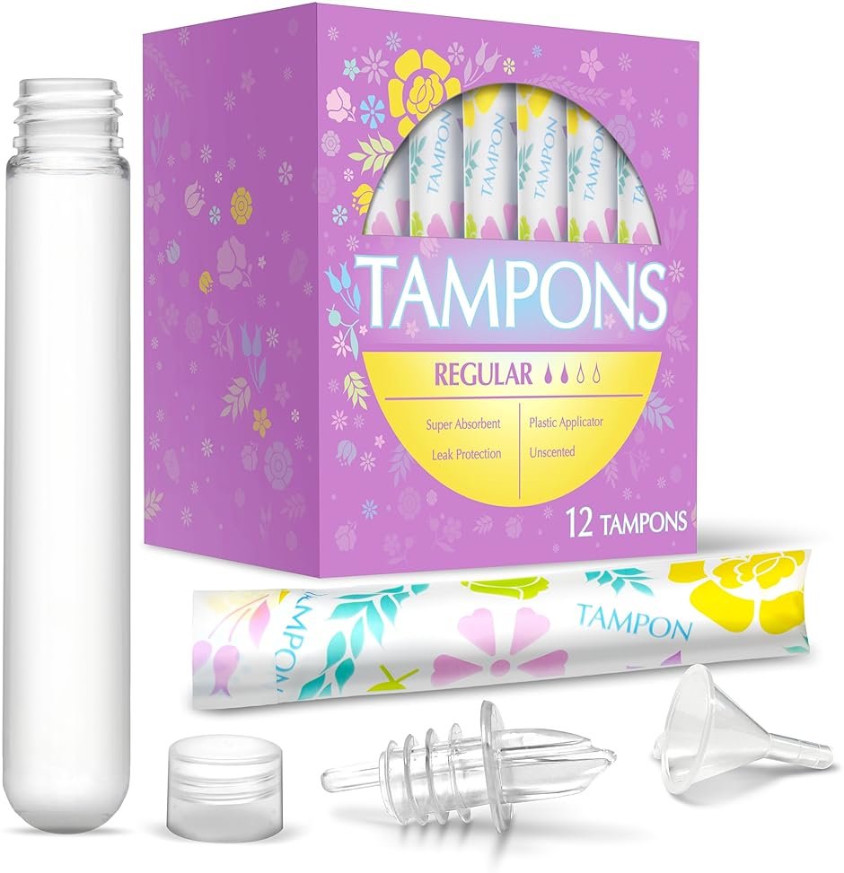 GoPong Tampon Flasks 12 Pack (18 oz Total) - Hidden Alcohol Travel Flasks for Women - Secret Liquor Containers for Nightclubs, Festivals, Cruises, and Sports Events – Includes Funnel & Spout - Product Image