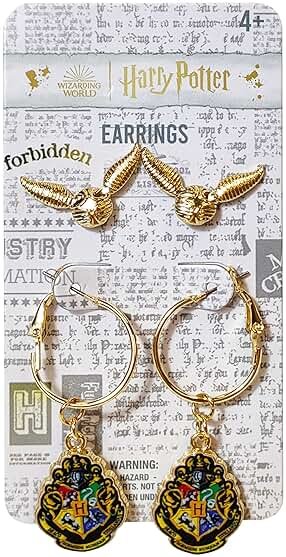 LUV HER Harry Potter Hypoallergenic Earrings for Girls, Stud & Fishhook Drop Sets with Charms One Size Fits All Jewelry for Women Accessories Ages 4+ - Product Image