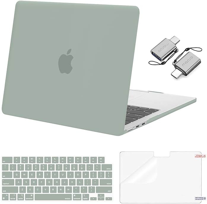 MOSISO Compatible with MacBook Air 13 inch Case M5 2026 M4 2025 M3 M2 2024-2022 A3449 A3240 A3113 A2681, Hard Shell&Keyboard Cover&Screen Film&Type C for MacBook Air 13.6 inch Case, Antique Green - Product Image