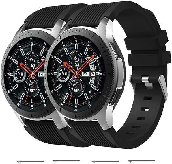 Nacorulu for Samsung Galaxy Watch 46mm Bands, Galaxy Watch 3 45mm, Gear S3 Classic, Gear S3 Frontier, 22mm Silicone Band for Women Men 2 Pack - Product Image