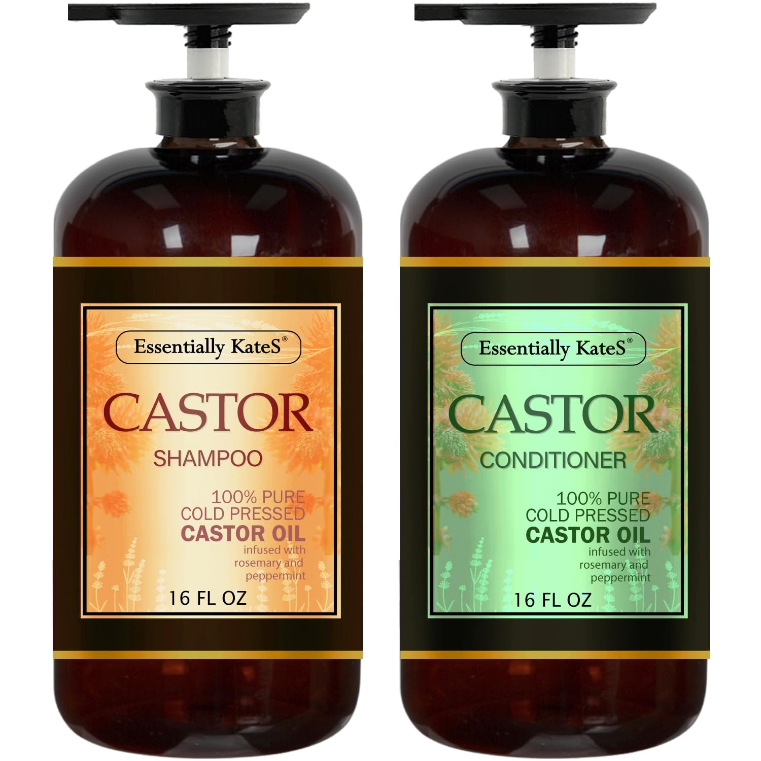 Castor Oil Shampoo & Conditioner Set 16 Fl Oz – Rosemary Mint – Cooling, Refreshing Scalp Care & Hair Strengthening Formula - Product Image