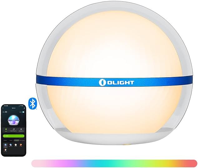 OLIGHT Sphere Smart Night Light, 75 lumens Stepless Dimming Table Lamp with Remotely APP Control, Magnetic Rechargeable RGB Ambient Lighting for Sleeping, Reading, and Relaxation - Product Image