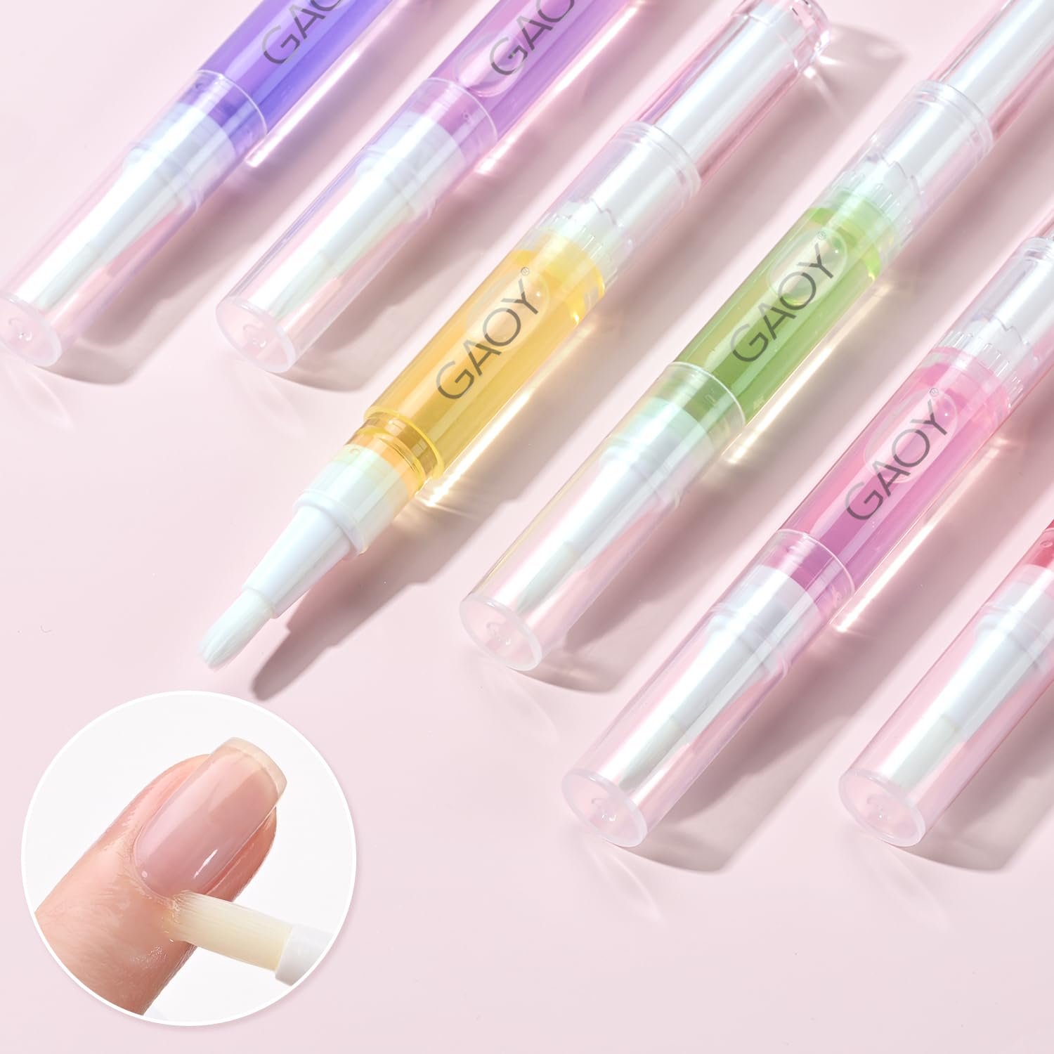 GAOY Cuticle Oil Pen Set, 6Pcs Manicure & Pedicure Accessories with Vitamin E for Nourished and Revitalized Nails, Professional Nail Growth Treatment & Repair Kit - Product Image
