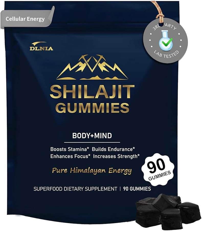 DLNIA 13-in-1 Shilajit Gummies with KSM-66® Ashwagandha | 4000 mg Himalayan Shilajit Extract (20:1), Choline & Botanicals | Sugar-Free, Vegan | Energy, Focus & Daily Vitality Support for Men & Women - Product Image