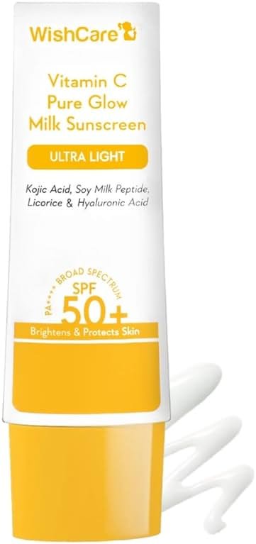 WishCare Vitamin C Sunscreen SPF 50 PA++++ | Pure Glow Milk | Oil Free | No White Cast | 50g - Product Image