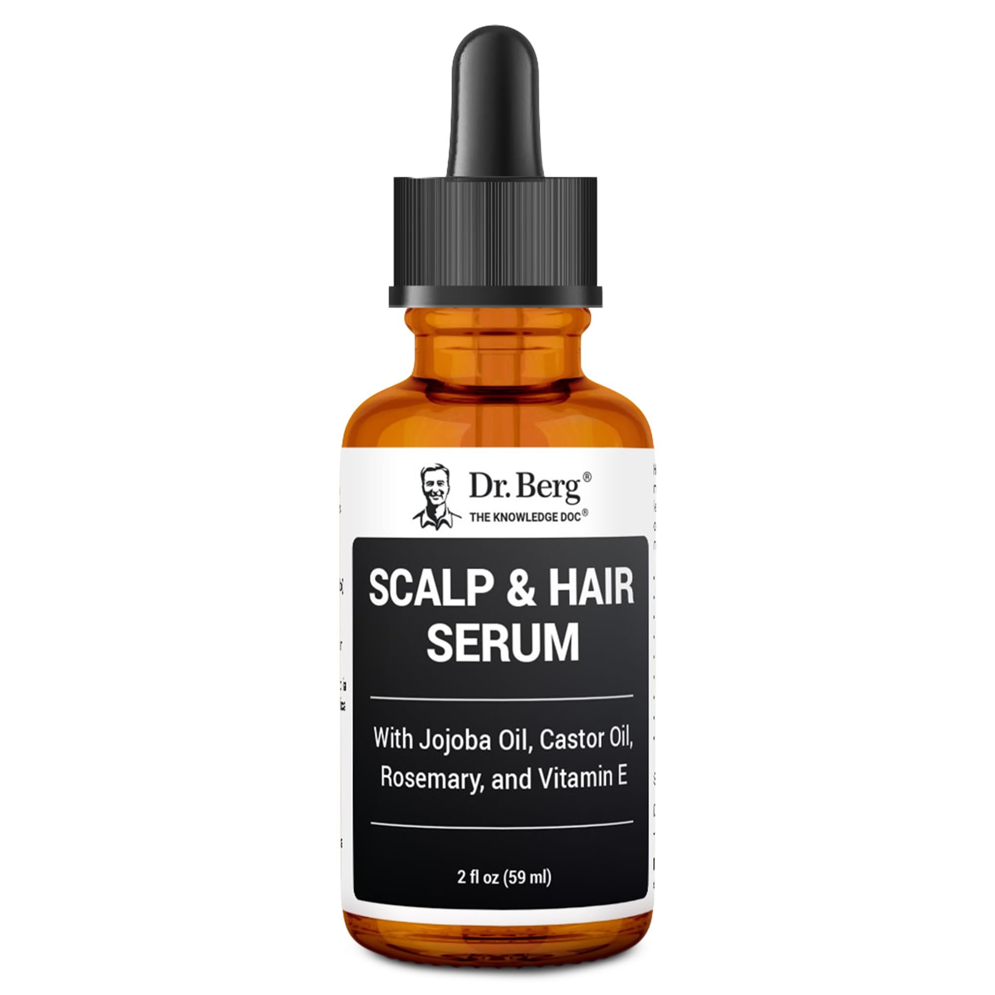 Dr. Berg Scalp & Hair Serum (Improved Formula) with Vitamin D3 & E - Clinically Tested, Paraben- and Sulfate-Free Hair Oil for Women & Men - Includes Rosemary Oil, Castor Oil & Jojoba Oil - 2 Fl oz - Product Image