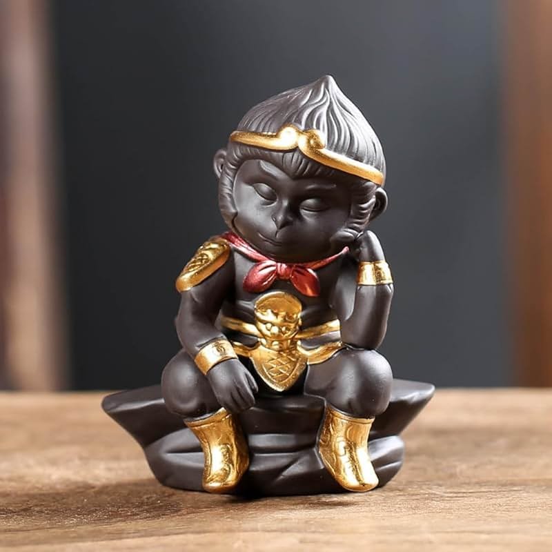 Hoobar Chinese Zisha Tea Pet Monkey King Figurine Statue Water Tea Tray Pet Handmade Monkey King Tea Pet for Kungfu Tea Tray A Gigt for Tea Lovers (Monkey King) - Product Image