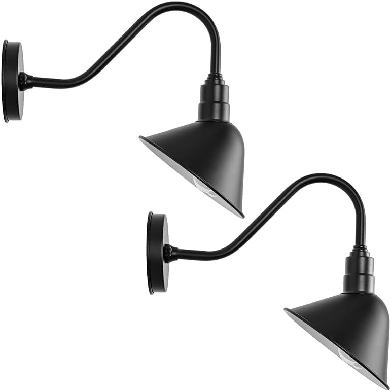 DENGNBJ 8" Barn Gooseneck Light Fixture with Extended Arm - Vintage Outdoor Sign Light for Dining Room, Shop Farmhouse Gooseneck Light - 2 Pack - Product Image