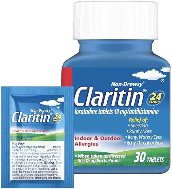 Claritin Allergy Medicine for Adults, 24-Hour Non-Drowsy Loratadine 10mg Pills, Antihistamine, 30 Tablets + 1ct On-The-Go Relief - Product Image