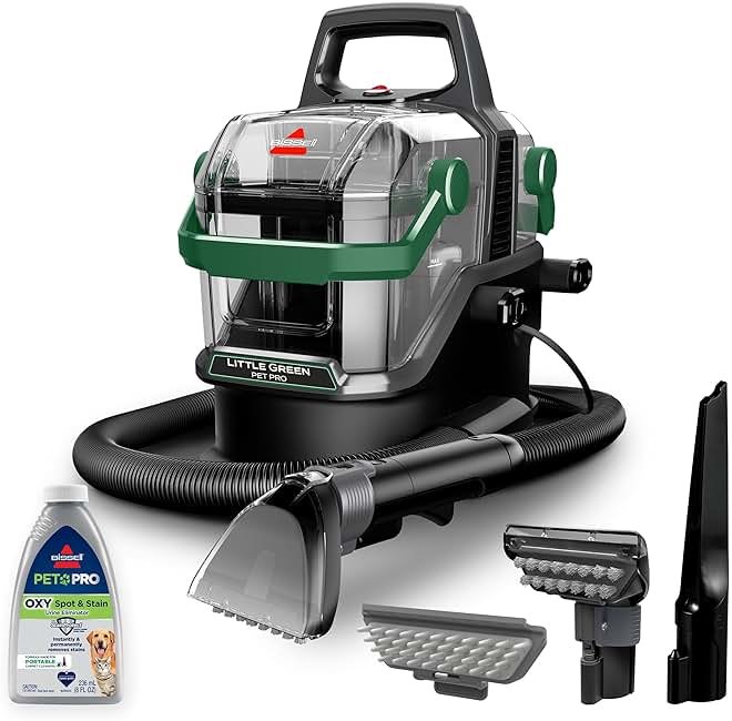 BISSELL Little Green Pet Pro Portable Carpet and Upholstery Deep Cleaner, Car/Auto Detailer with Self-Cleaning Tough Stain, Pet Hair Removal, Crevice Tool (3909) - Product Image