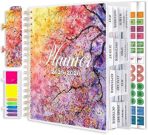 Planner 2026-2027, Large 18 Months Academic Daily Weekly Monthly Planner Yearly Agenda Jan. 2026–June. 2027, 7.9" x 9.8", Page Tabs, Separator Page, Pocket Folder, Bookmark, Stickers, Sticky Note Set - Product Image