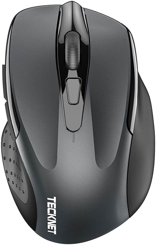TECKNET Wireless Mouse (2.4G & BT5.0/3.0) Silent 4800 DPI Computer USB A & Bluetooth Mouse 6 Buttons, Wide Compatibility - Grey - Product Image