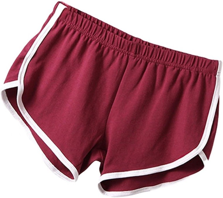Womens Cotton Running Sweat Shorts Athletic Gym Workout Yoga Booty Short Teen Girls Cute Sport Dance Dolphin Shorts Wine - Product Image