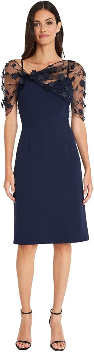 Maggy London Women's Sweetheart Neckline Spaghetti Strap Dress with Shawl Detail | Semi Formal Dresses for Women - Product Image