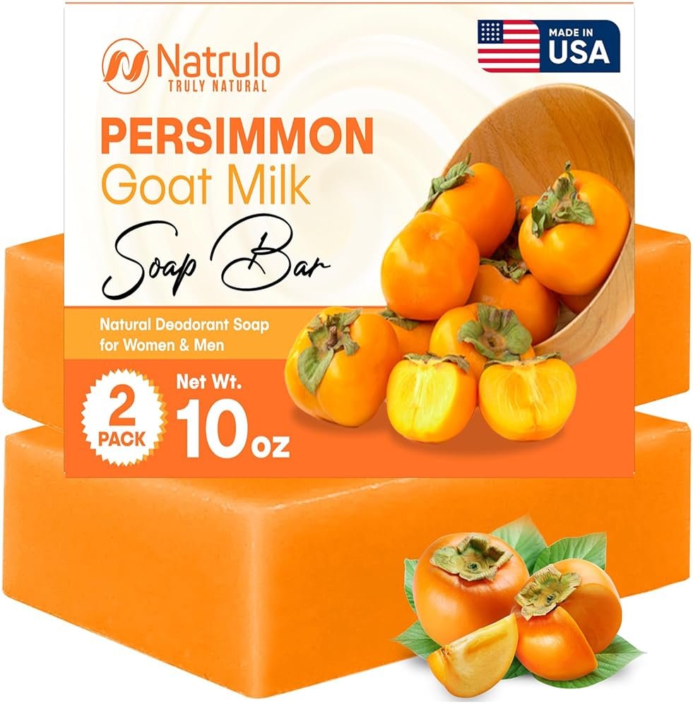 Persimmon Soap Bar for Body Odor Control – Purifying Deodorizing Body Wash with Goat Milk for Eliminating Body Odor – Great for Skin Brightening, Natural Deodorant Soap for Men & Women - Product Image