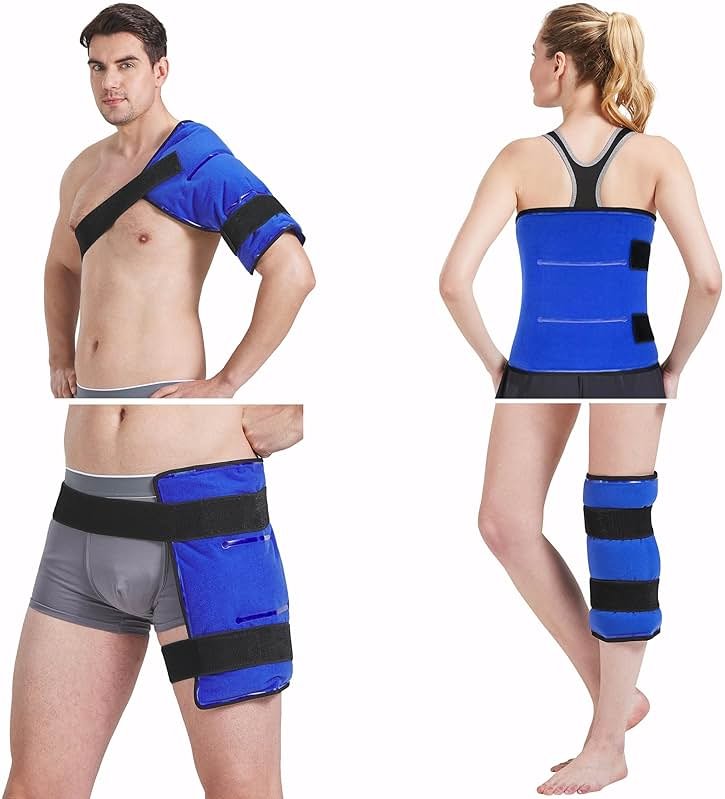 Koo-Care Extra Large Gel Ice Pack for Injuries Reusable Flexible Hot Cold Therapy Compress with Strap for Shoulder Rotator Cuff, Back, Hip, Shin - Knee Replacement Surgery Pain Relief XL 13" x 14.7" - Product Image