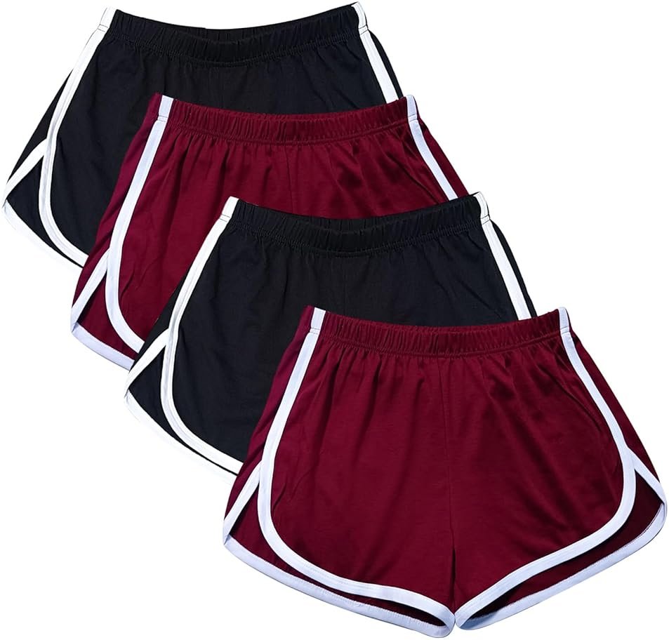 Cameway 4 Pack Women's Cotton Yoga Dance Short Pants Summer Athletic Cycling Hiking Sports Shorts - Product Image