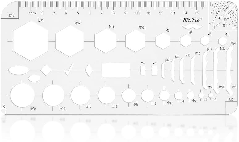 Mr. Pen- Geometric Drawing Template, Hexagon & Circles, Plastic Template Plastic, Shape Stencils for Drawing - Product Image