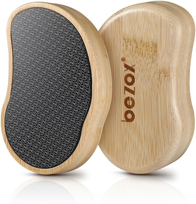 BEZOX Nano-Glass Pumice Stone for Feet Dead Skin, Eco-Friendly Pedicure Foot File Callus Remover - Bamboo Handle - Product Image