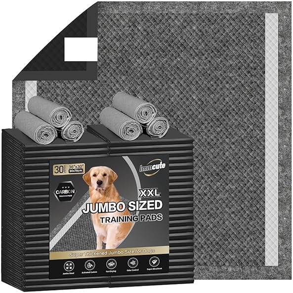 IMMCUTE Dog Pee Pads Extra Large 30"X36", 30 Count, Charcoal Puppy Pads, Absorbent Pads & Fast Drying Potty Pads for Dogs with Adhesive Strip, Disposable Pee Pads , Idea for Pet Training, Jumbo Size - Product Image