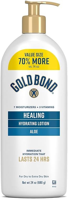 Gold Bond Healing Hydrating Body Lotion with Aloe, Moisturizer for Dry to Extra Dry Skin, 24-HR Hydration to Soothe & Comfort, Non-Greasy, Dermatologist-Tested, Light Scent, 24 Oz Family Size Pump - Product Image