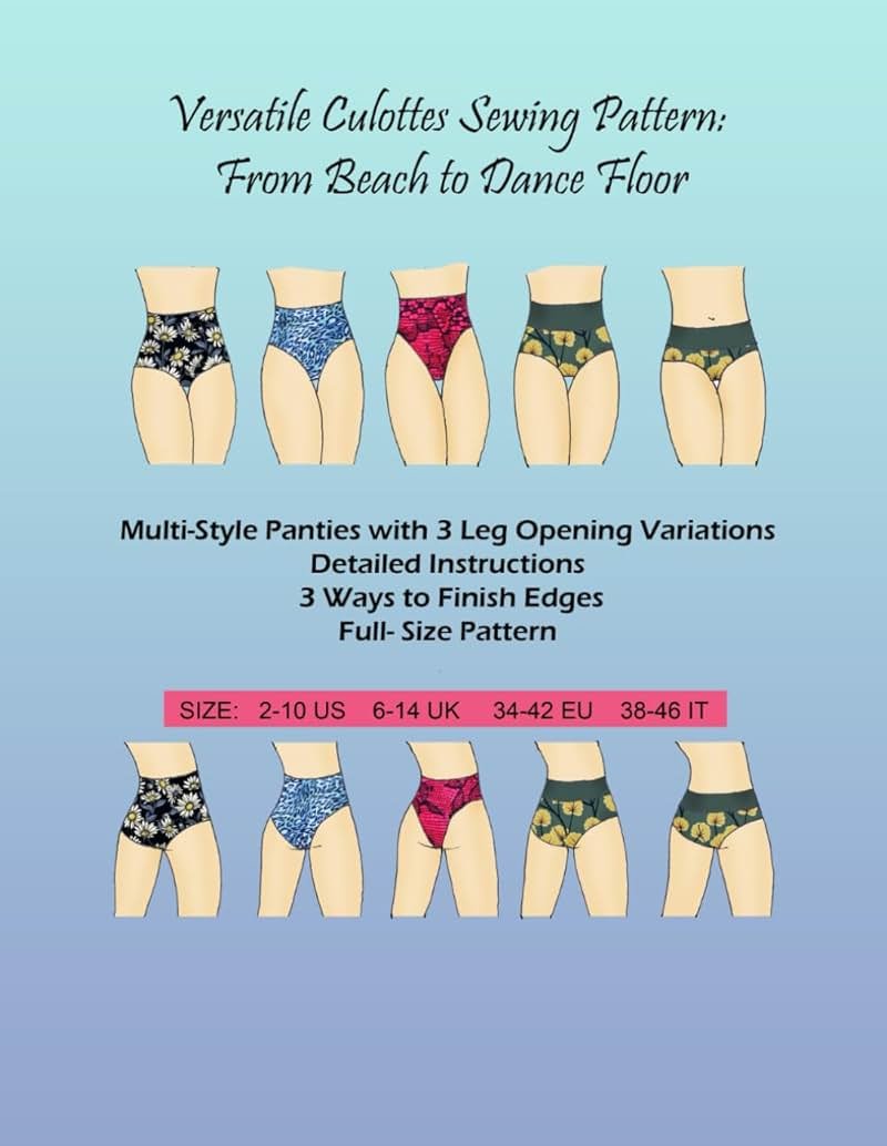 Versatile Culottes Sewing Pattern: From Beach to Dance Floor: Multi-Style Panties with 3 Leg Opening Variations for creating activewear, dance costumes, and beach apparel - Product Image