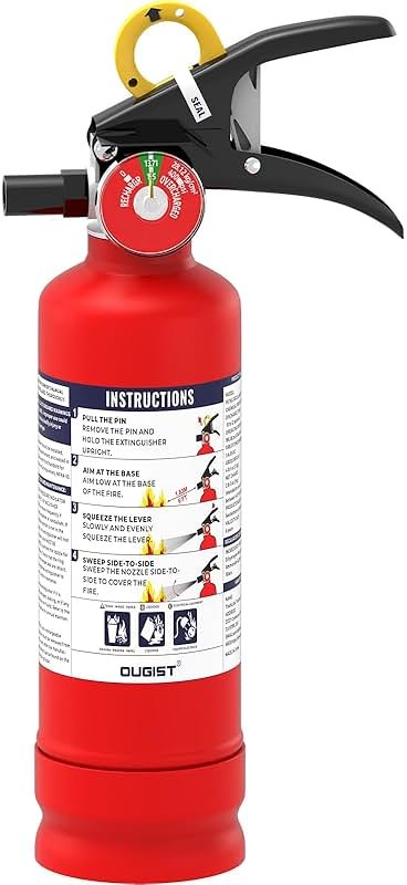 Ougist ABC Fire Extinguisher for Home & Vehicle - 2.5 lb 1-A:10-B:C Rated, Dry Chemical Fire Safety with Quick-Release Handle, Certified for Kitchen/Car/Boat Use-Model FF1KG - Product Image
