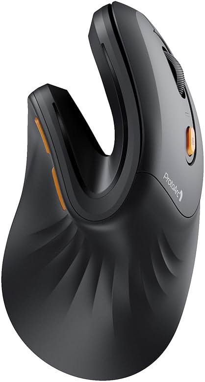 ProtoArc Ergonomic Mouse, EM11 NL Bluetooth Rechargeable Wireless Vertical Mouse, 3 Multi-Device Connectivity for Computer/PC/Laptop, 2.4GHz USB-A Optical Mice for Windows, Mac OS, Black - Product Image