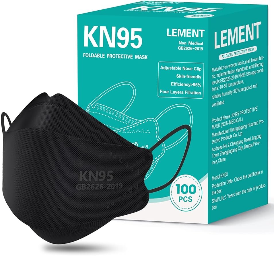 LEMENT KN95 Face Masks 100 Pack,Breathable Black Disposable Face Masks For Adult,Teenager - Product Image