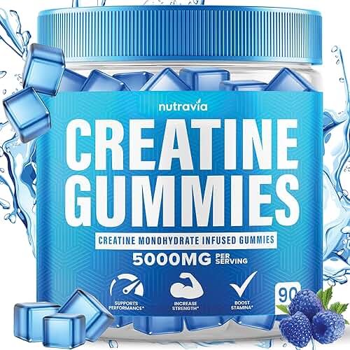 Creatine Gummies Infused with 5g Creatine Monohydrate for Men and Women, Strength, Endurance, Muscle Instantized Creatine, Micronized Clean HCL Balanced Creatina Monohidratada en Polvo (90 Gummies) - Product Image