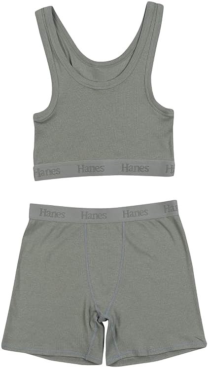 Hanes Women's Originals 2-piece Lounge Set, Comfywear Supersoft Crop Top & Boxer Shorts Loungewear Set - Product Image