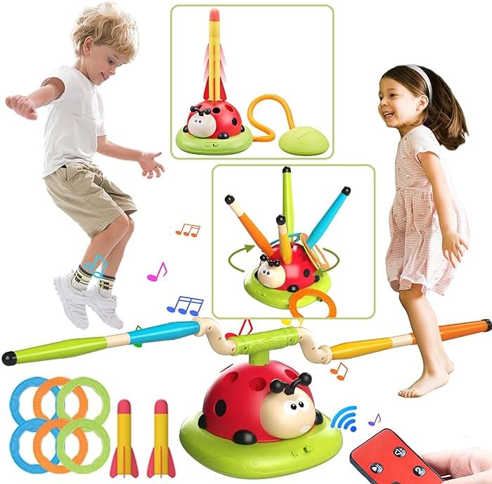 Engfa 3 in 1 Musical Jump, Toss Ring Game and Stomping Launch Rocket Launcher for Kids Toys for Girls Boys 3-5, Sports & Outdoors Toy for Ages 5-7 with Remote Control Outside Toys for Kids Ages 4-8 - Product Image