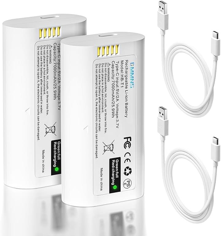 DMMNS 2-Pack 7000mAh Rechargeable Batteries WBAT1 WABT2 Compatible with Wyze Duo Cam Video Doorbell/Wyze Battery Cam Pro Camera/Wyze Palm Lock - Product Image