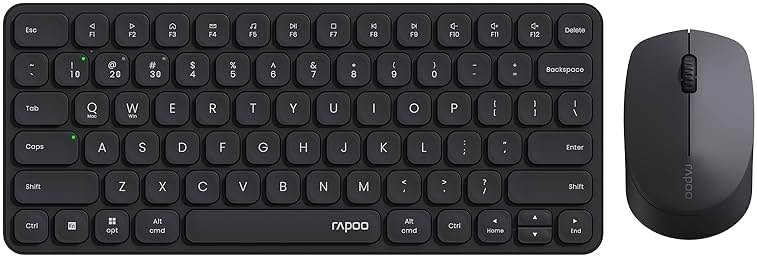Rapoo 9010M Multi-Device Keyboard and Mouse Combo, 2.4GHz/Bluetooth 5.0/4.0 Wireless Keyboard & Mouse Set for Windows/Mac/Linux/Chrome, Support 4 Devices, Low-Profile Silent Click, Battery Powered - Product Image