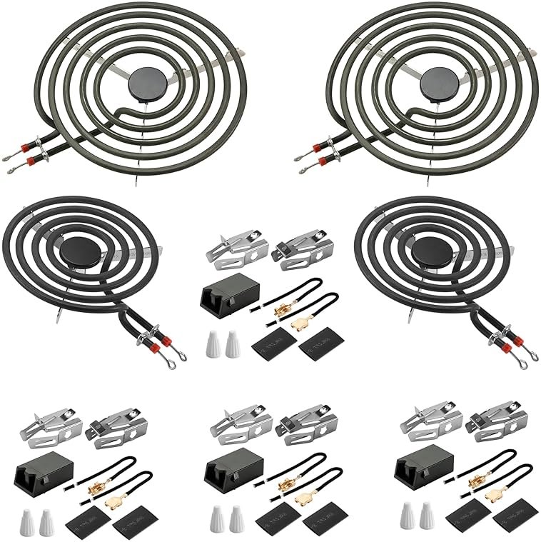 MP22YA Electric Range Burner Element Unit Set with 330031 Range Burner Receptacle Kit Fit for Ken-more Whirl-pool Frigi-daire May-tag Ranges/Stoves by Fetechmate - Product Image