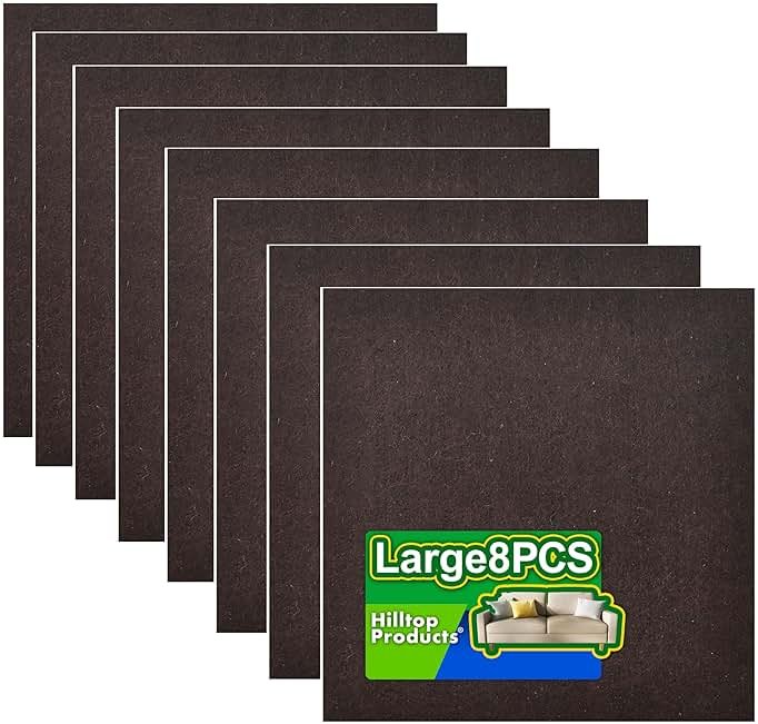 8 Pack - Brown Self Adhesive Square Furniture Felt Pad Surface Protector for Hardwood, Tile, Laminated Floor - Cut into Any Shape - Product Image