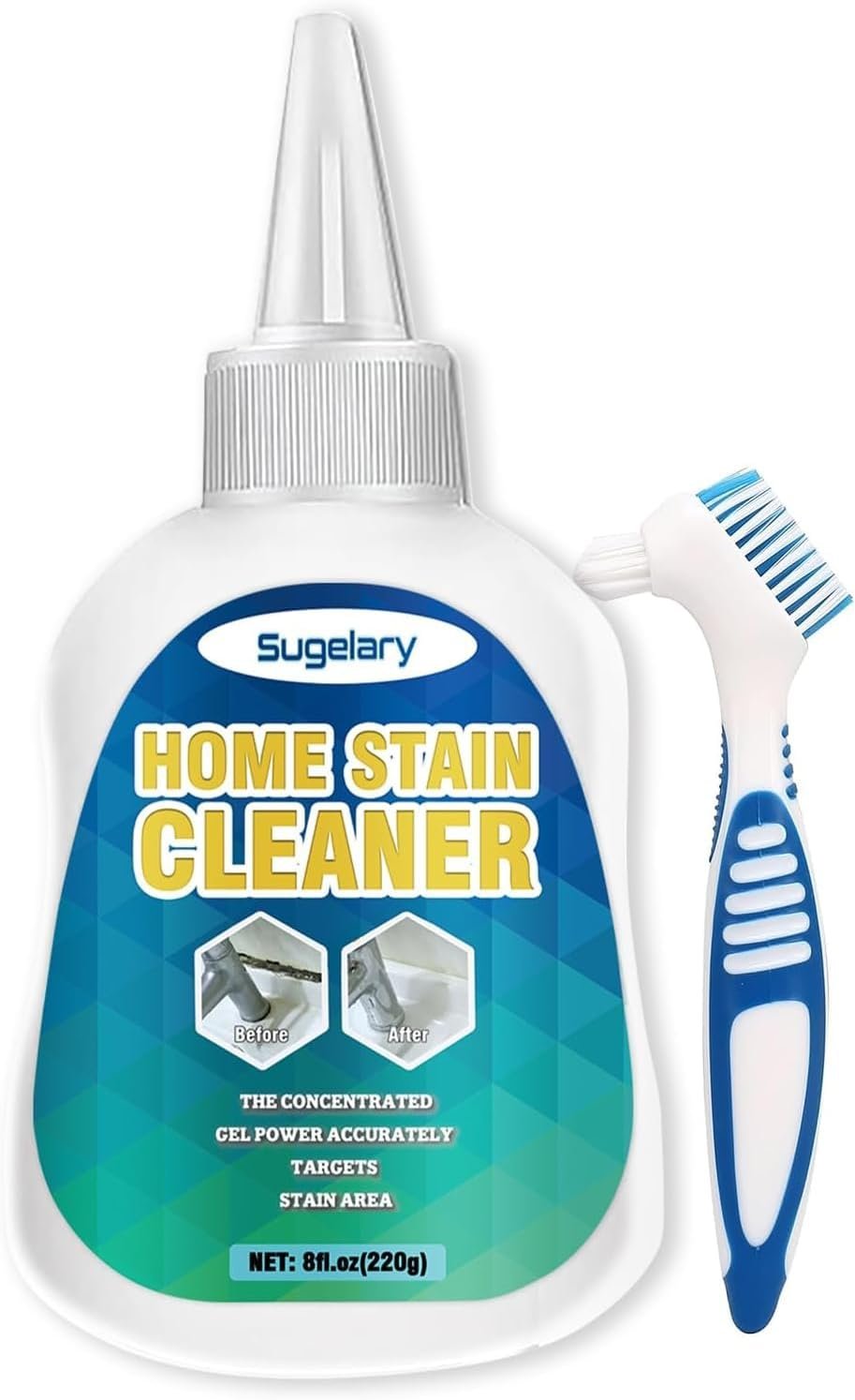 Sugelary Mold Stain Cleaner, 8 Fl oz All-Purpose Gel for Washing Machine Cleaner Front Loader Seal, Household Cleaner Gel for Bathroom Grout, Sink, Shower, Caulk, Washing Machine Cleaning Solution - Product Image