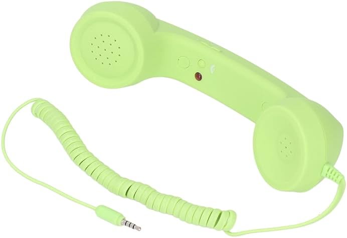 3.5mm Vintage Retro Telephone Handset, Cell Phone Receiver, Radiation Proof Retro Handset, Microphone Speaker for Cellphone Smartphone, Handheld Old Telephone Headset (Green) - Product Image