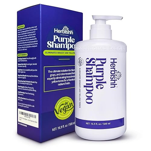 Herbishh Purple Shampoo for Blonde Hair 16.9 fl. Oz, Eliminates Yellow & Brassy Undertones from Silver & Highlighted Hair, Deep Cleansing Shampoo, Frizz Control & Color Protection - Product Image