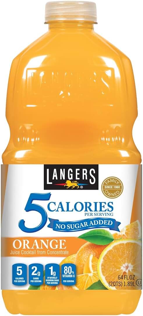 Langers 5 Calorie Orange Juice Cocktail, 64 Fl Oz (Pack of 8) - Product Image